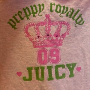 Juicy Couture Kids Tee with Pink Crown and Green Text